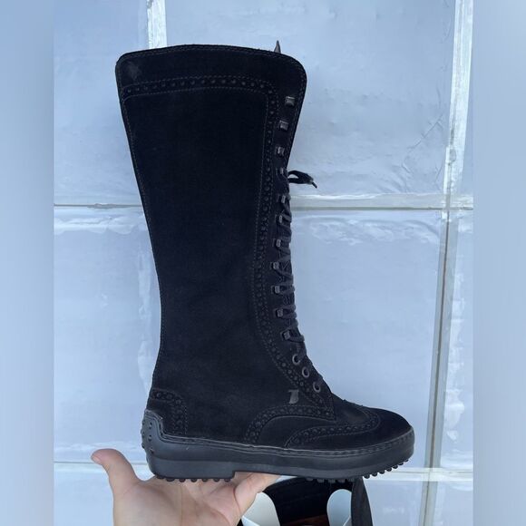 Tod's Gomminos combat moto style mid calf boots 6.5 - Picture 8 of 15